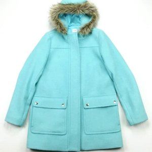 J Crew Vail Parka, teal, size 00P, fur hood, great condition